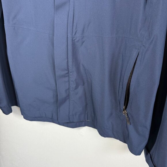 32 Degree Cool Navy Blue Waterproof Hooded Rain Jacket Mens Large Pockets - Picture 5 of 16